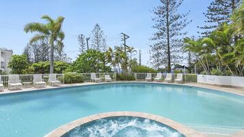 Outdoor pool, sun loungers