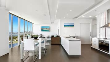 Executive Apartment, 2 Bedrooms | Private kitchen | Full-size fridge, microwave, oven, stovetop
