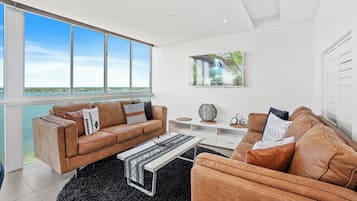 Executive Apartment, 2 Bedrooms | Living area | 32-inch LCD TV with cable channels, TV