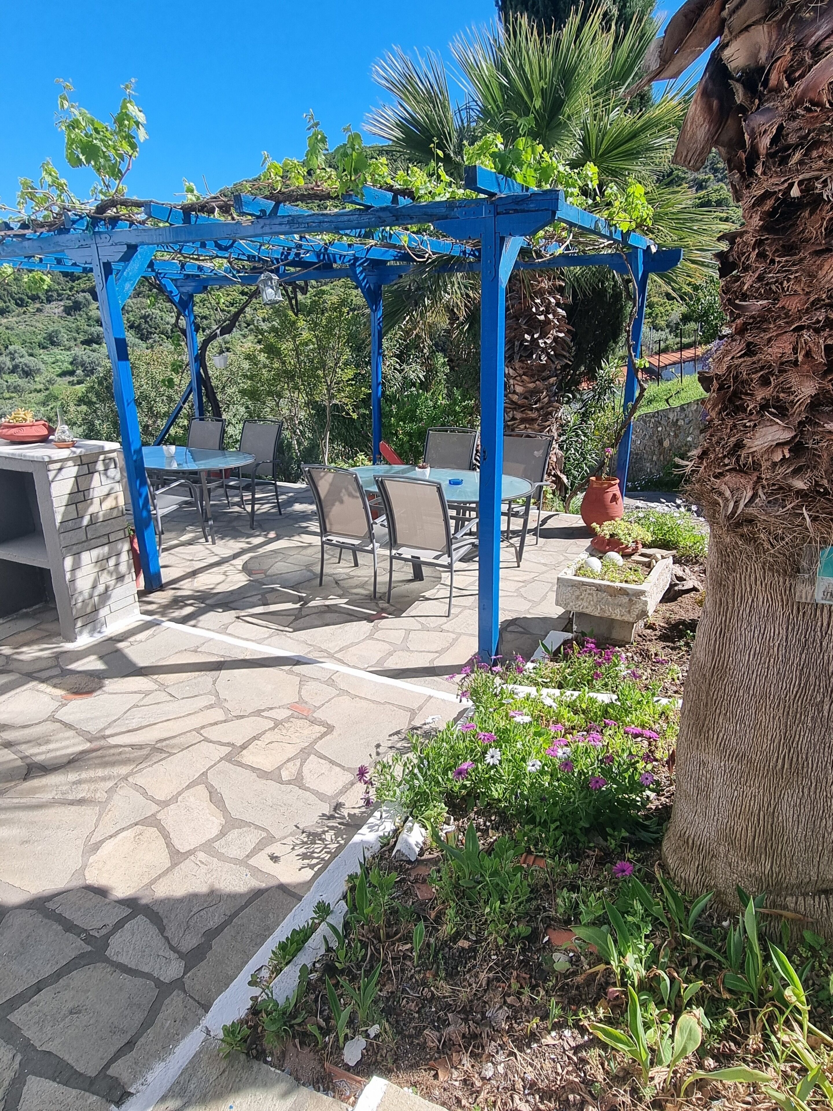 21-inch flat-screen TV with satellite channels, TV