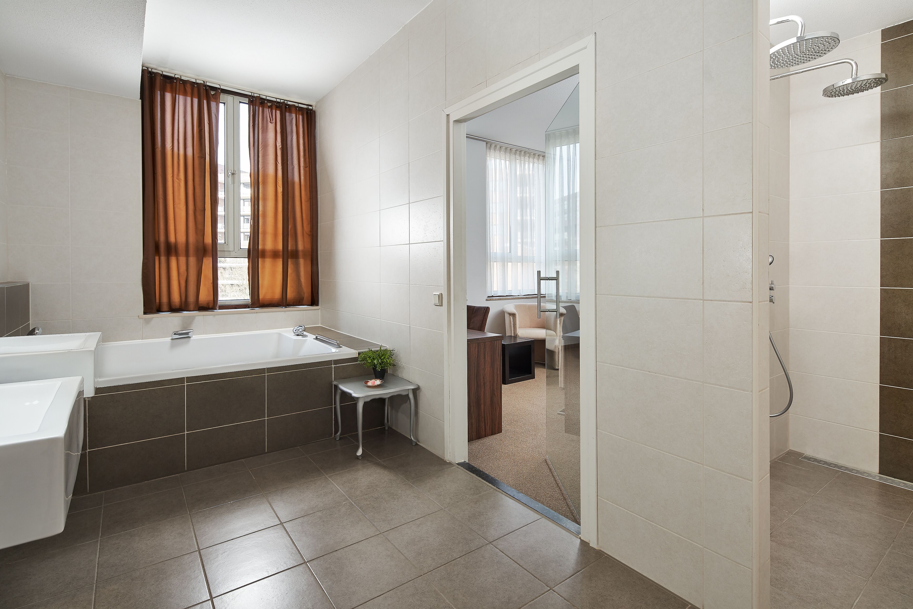 superior double room | bathroom | free toiletries, hair dryer, towels