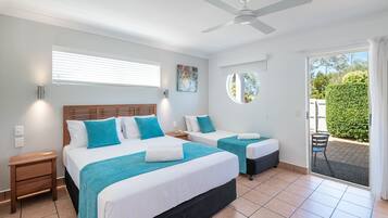 Premium Queen + Single | Premium bedding, individually decorated, individually furnished, desk