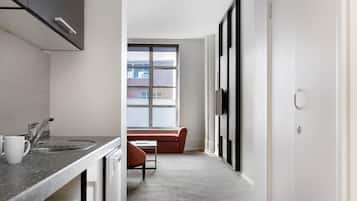 Fridge, microwave, dishwasher, coffee/tea maker