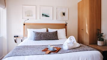 Minibar, desk, laptop workspace, blackout curtains