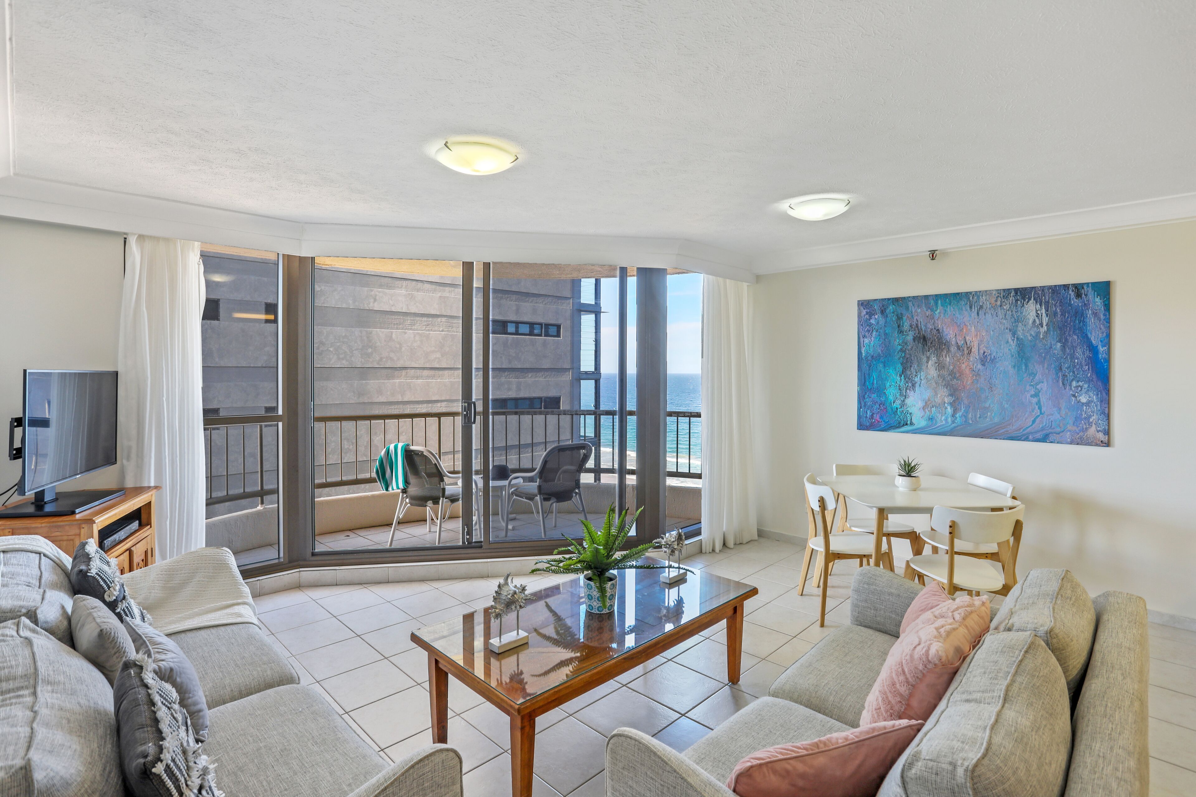 One Bedroom Apartment - Partial Ocean View From Balcony | Living area | TV