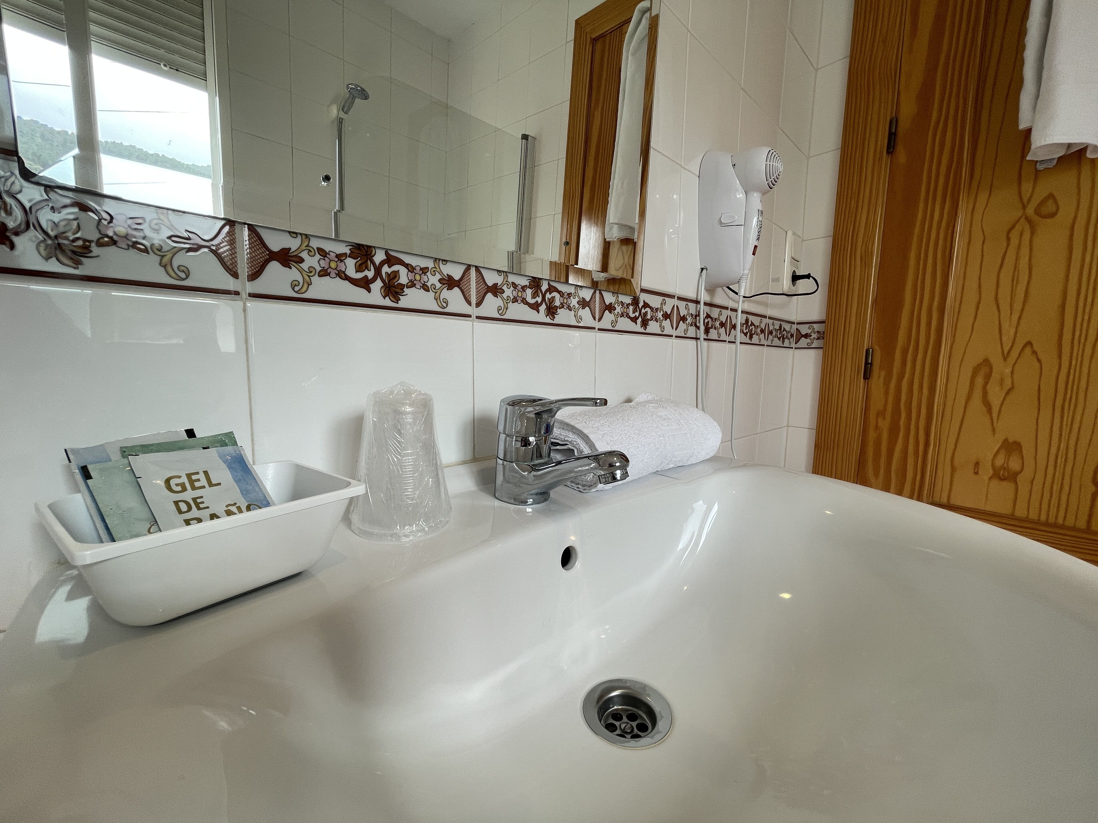 free toiletries, hair dryer, bidet, towels