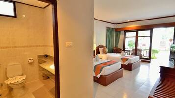Bungalow, Poolside | Bathroom | Free toiletries, hair dryer, bidet, towels