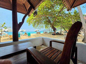 Beach Front Bungalow | Living area | 32-inch flat-screen TV with digital channels, TV - First Bungalow Beach Resort (Koh Samui)