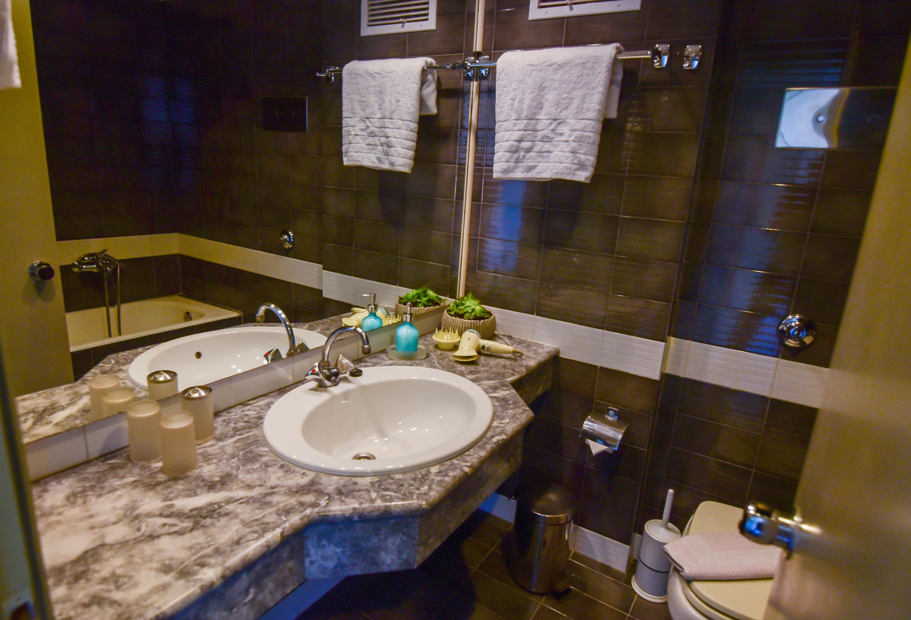 free toiletries, hair dryer, towels