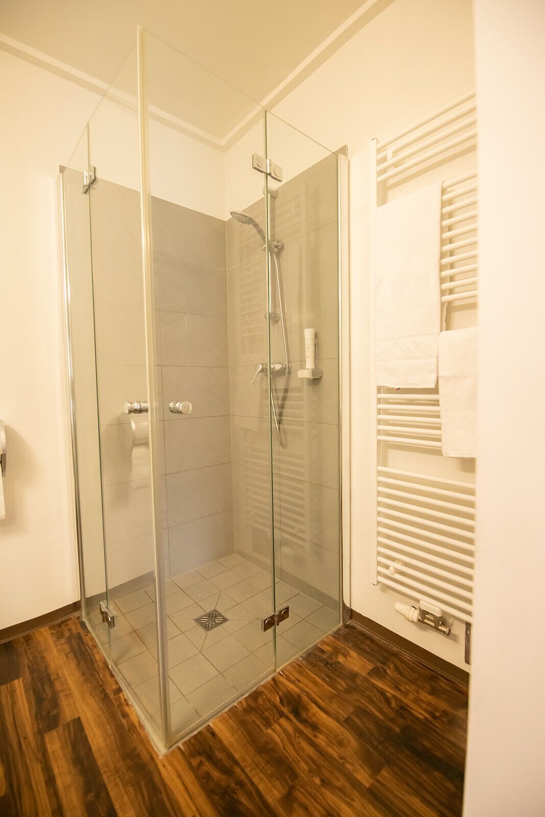 hair dryer, bathrobes, towels