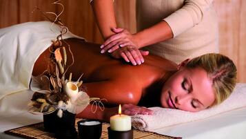 Sauna, hot tub, steam room, body treatments, deep-tissue massages