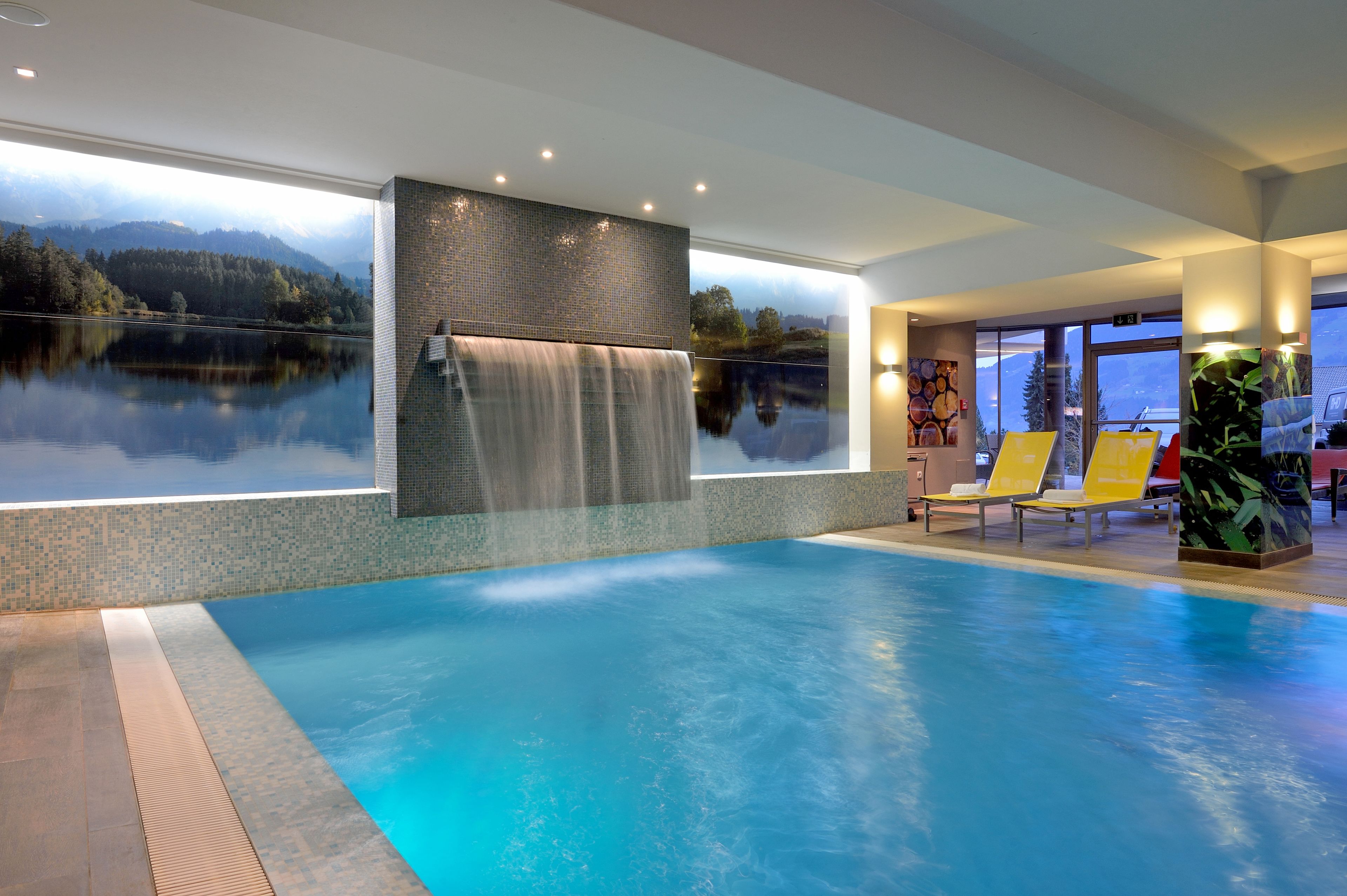 2 indoor pools, seasonal outdoor pool, pool umbrellas, pool loungers