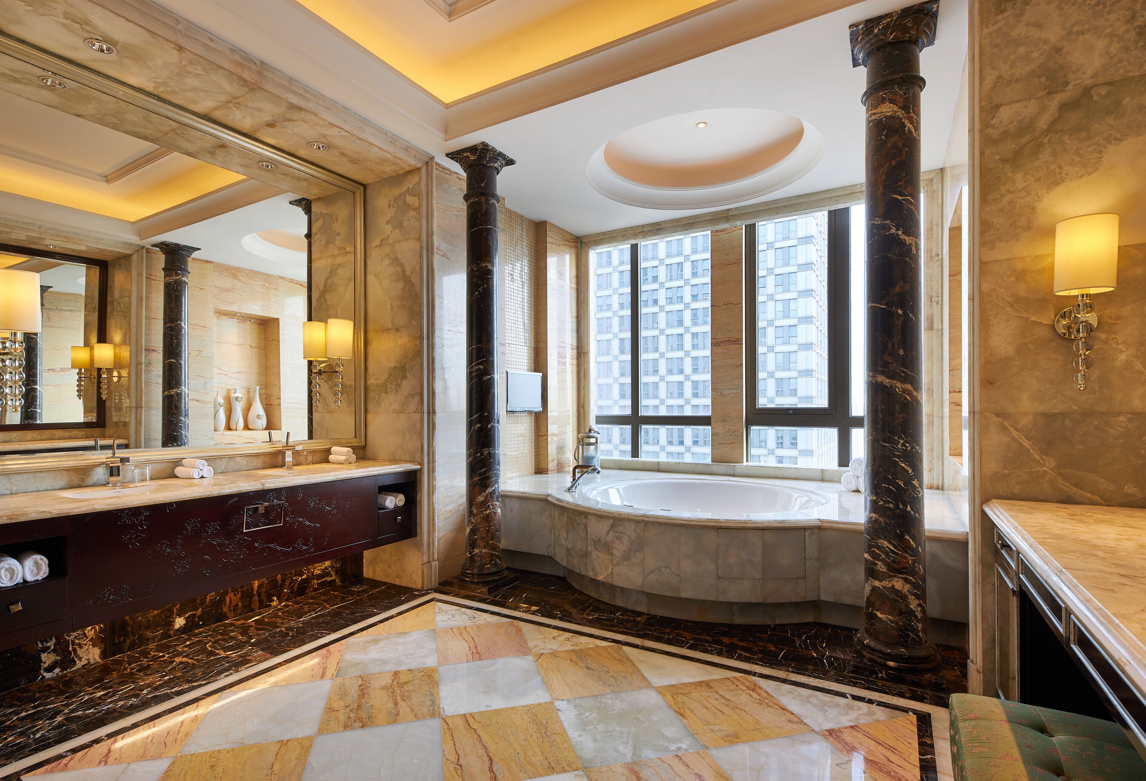 presidential suite, 2 bedrooms, executive level | bathroom | separate bathtub and shower, rainfall showerhead, hair dryer, bathrobes