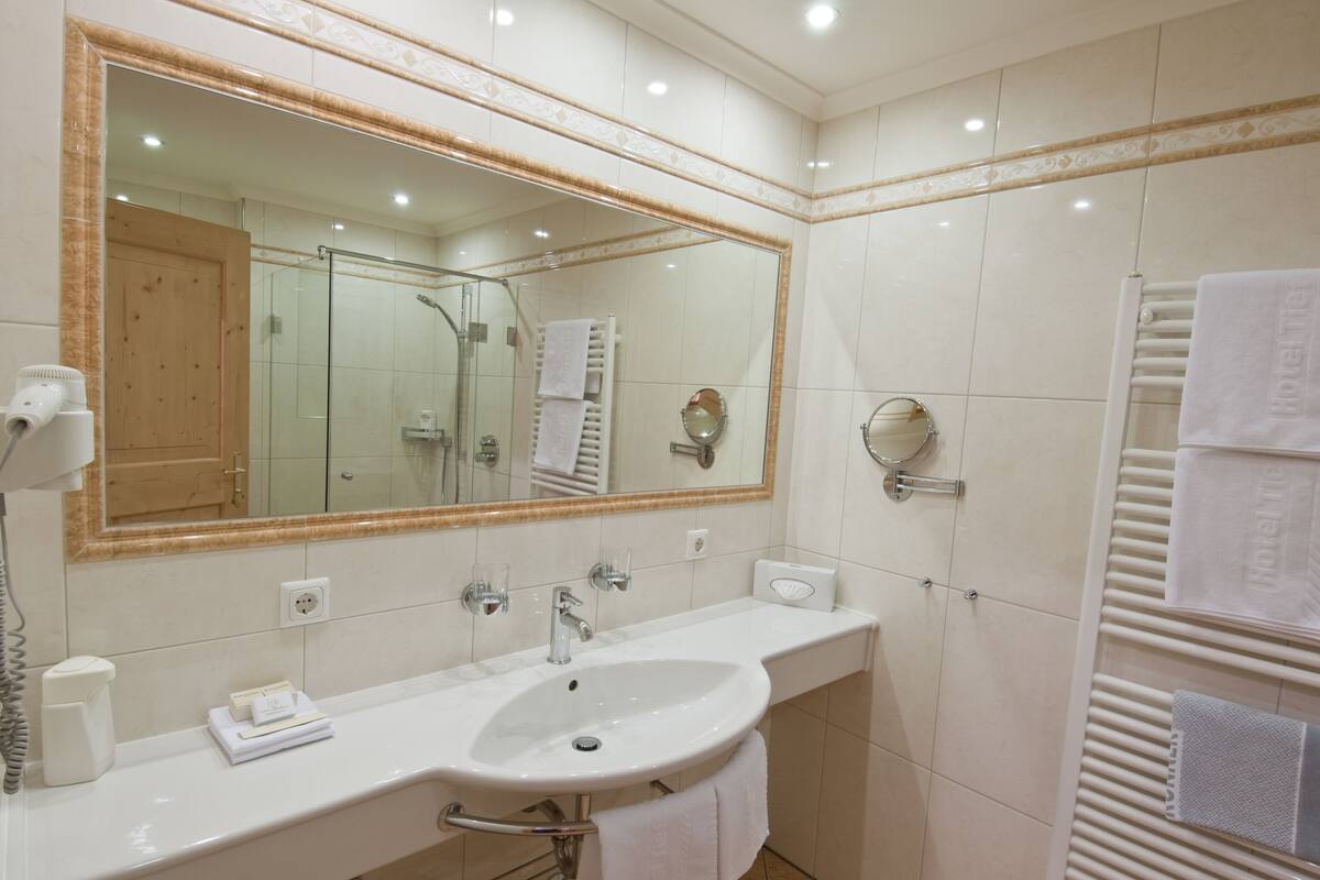 free toiletries, hair dryer, bathrobes, towels