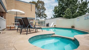 Outdoor pool, pool loungers