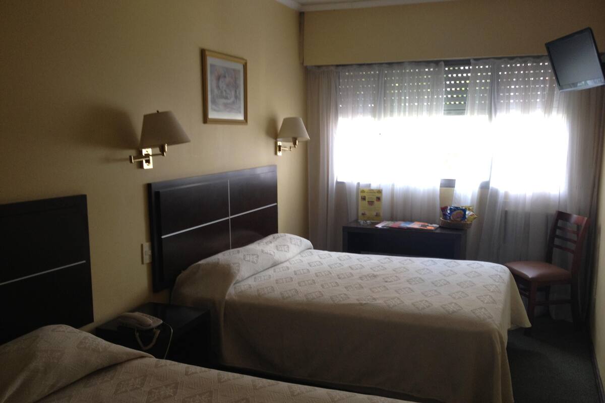 Minibar, desk, laptop workspace, soundproofing