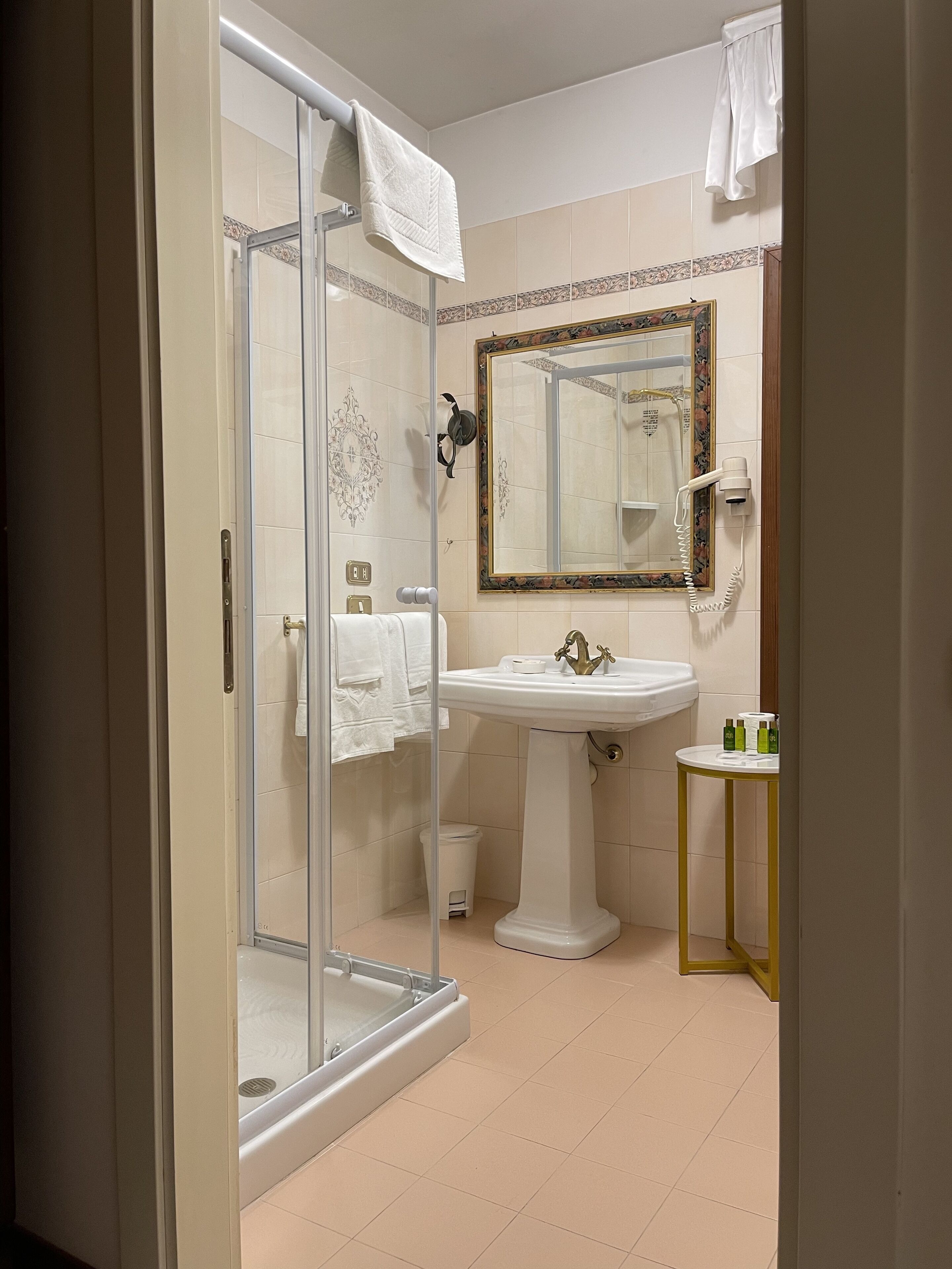 classic double or twin room | bathroom | rainfall showerhead, free toiletries, hair dryer, bidet