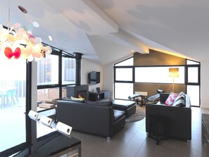 LCD TV, DVD player, iPod dock, pay movies