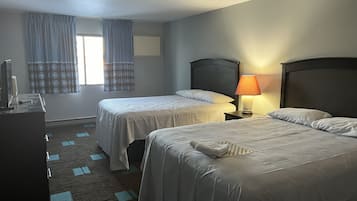 Room, 2 Queen Beds, Non Smoking | Desk, free WiFi, bed sheets, alarm clocks