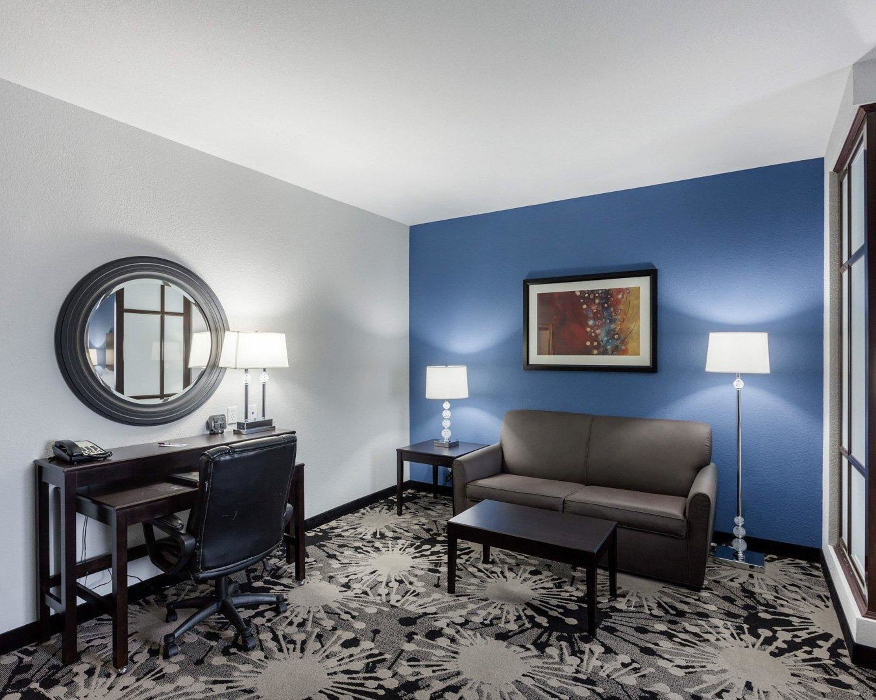 desk, blackout curtains, iron/ironing board, free wifi