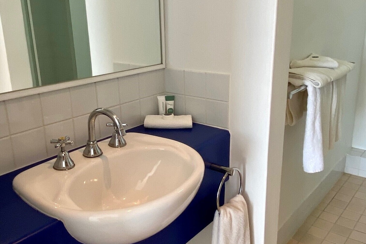 executive double room | bathroom | shower, hair dryer, towels