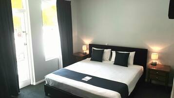 1 bedroom, pillow-top beds, blackout curtains, iron/ironing board