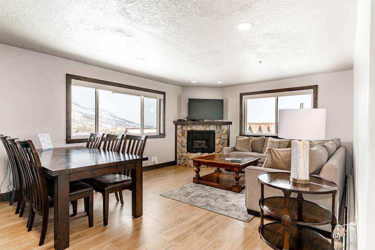 2-Bedroom Condominium #22 | Living area | Fireplace, DVD player