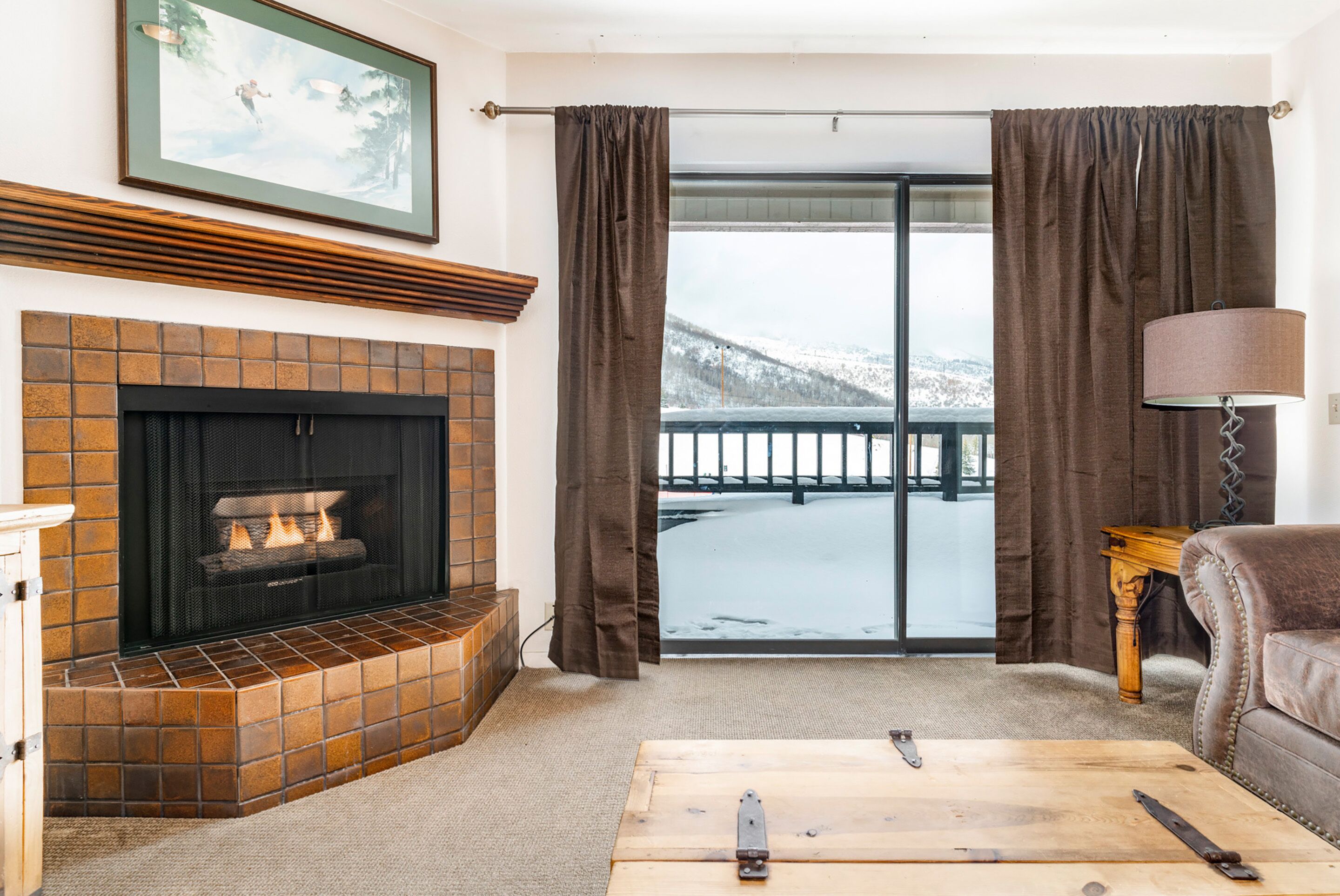 1-Bedroom Condominium #26 | Living area | Fireplace, DVD player