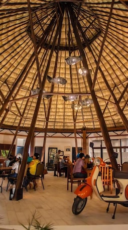 Breakfast, lunch, dinner served; international cuisine