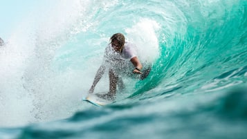 A surfer riding a wave.