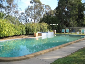 Outdoor pool, sun loungers