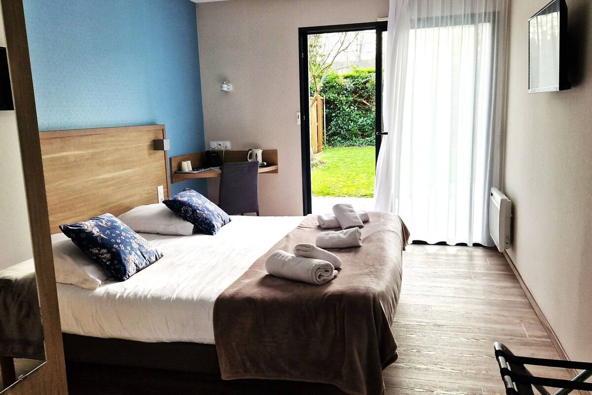 comfort double room, 1 queen bed, garden area | 1 bedroom, premium bedding, select comfort beds, individually decorated