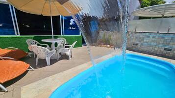 Outdoor pool, pool loungers