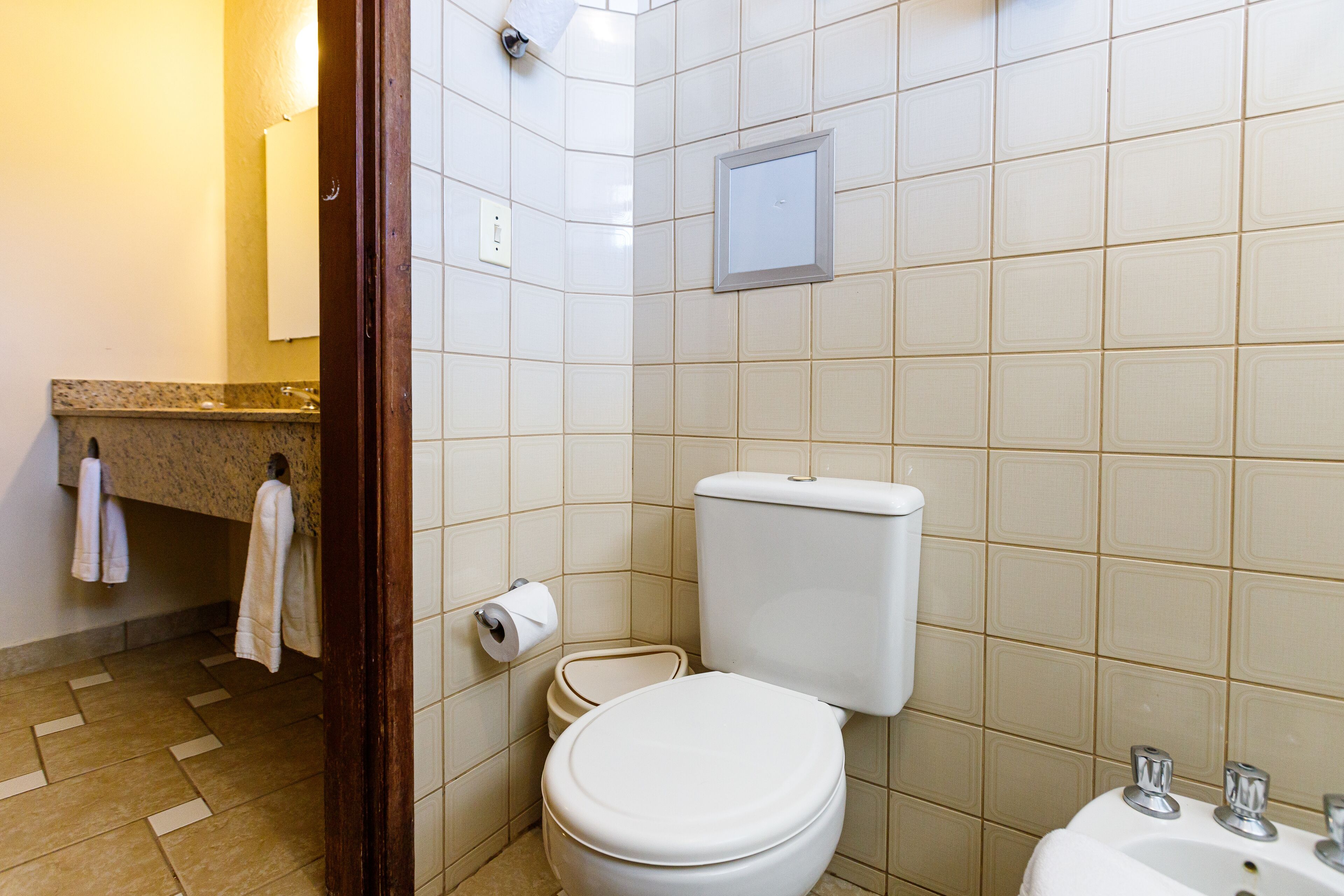 suite deluxe | bathroom | shower, hair dryer, towels