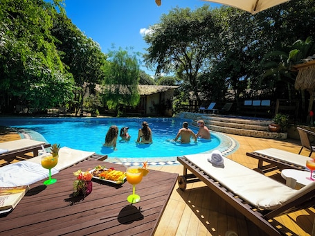 Outdoor pool, sun loungers