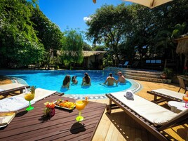 Outdoor pool, pool loungers