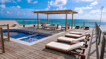 Outdoor pool, sun loungers