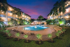 Indoor pool, outdoor pool, pool loungers