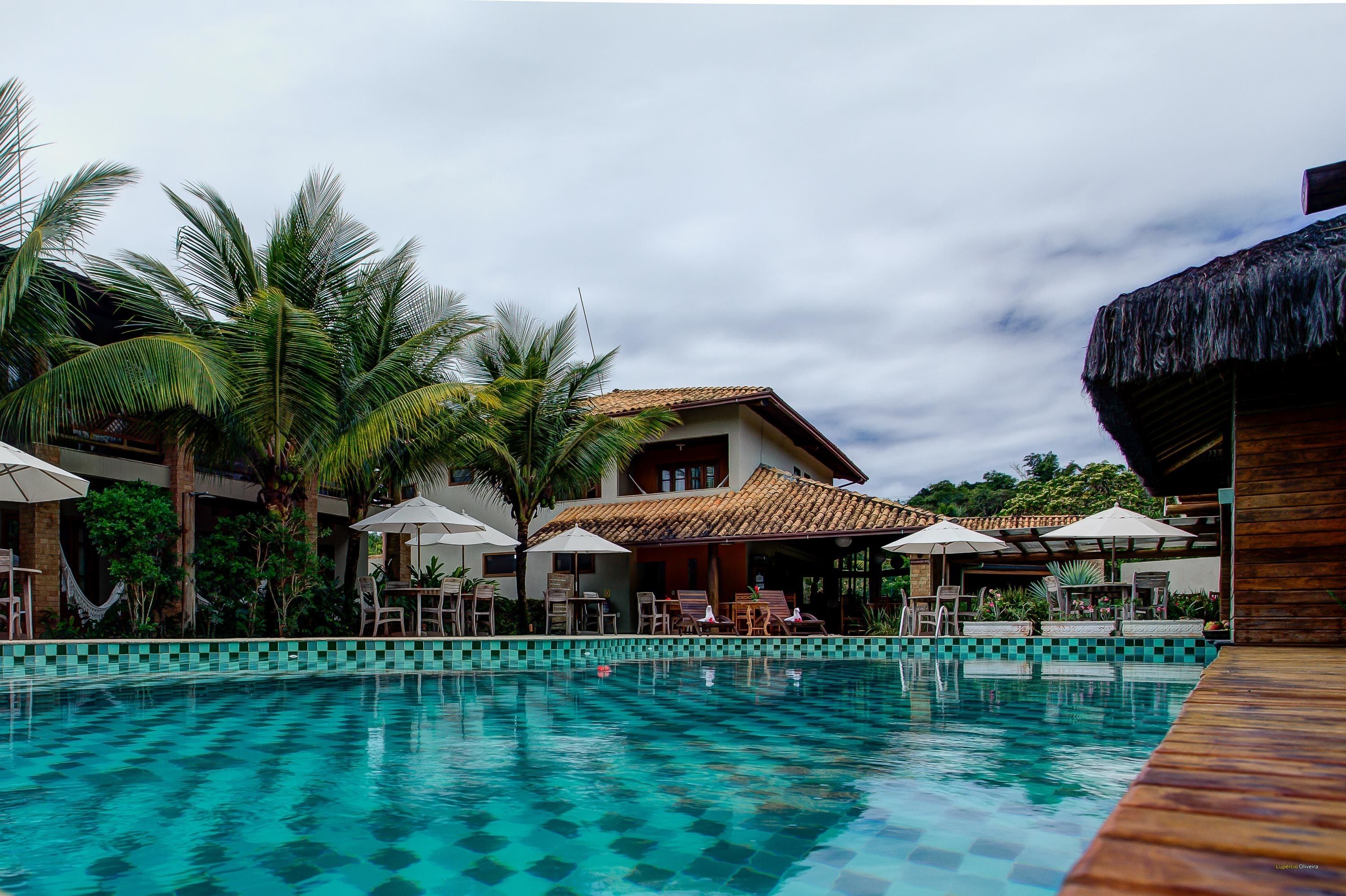 outdoor pool, pool loungers