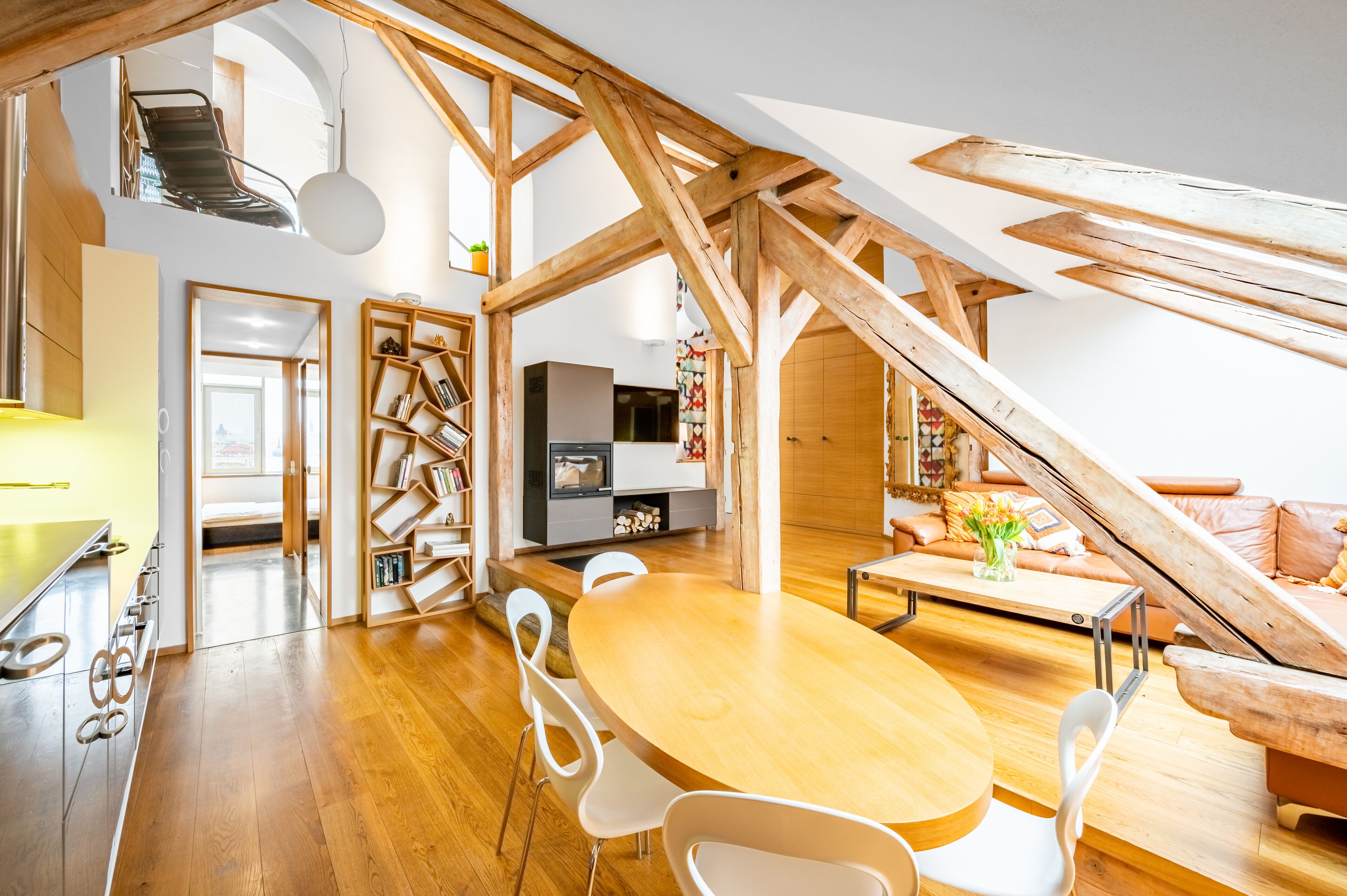 Penthouse Apartment | 私人廚房 | 大型冰箱、微波爐、爐台、洗碗機