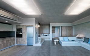 Executive Two-Bedroom Beachfront View Suite | Living area | Flat-screen TV, DVD player - Calypso Villas Zakynthos (Zakynthos)