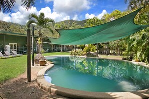 Outdoor pool, open 7:30 AM to 9:30 PM, sun loungers - Daintree Wild Zoo & B&B (Lower Daintree)