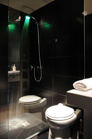 Suite estudio | Baño | Regadera, secadora de cabello, toallas 