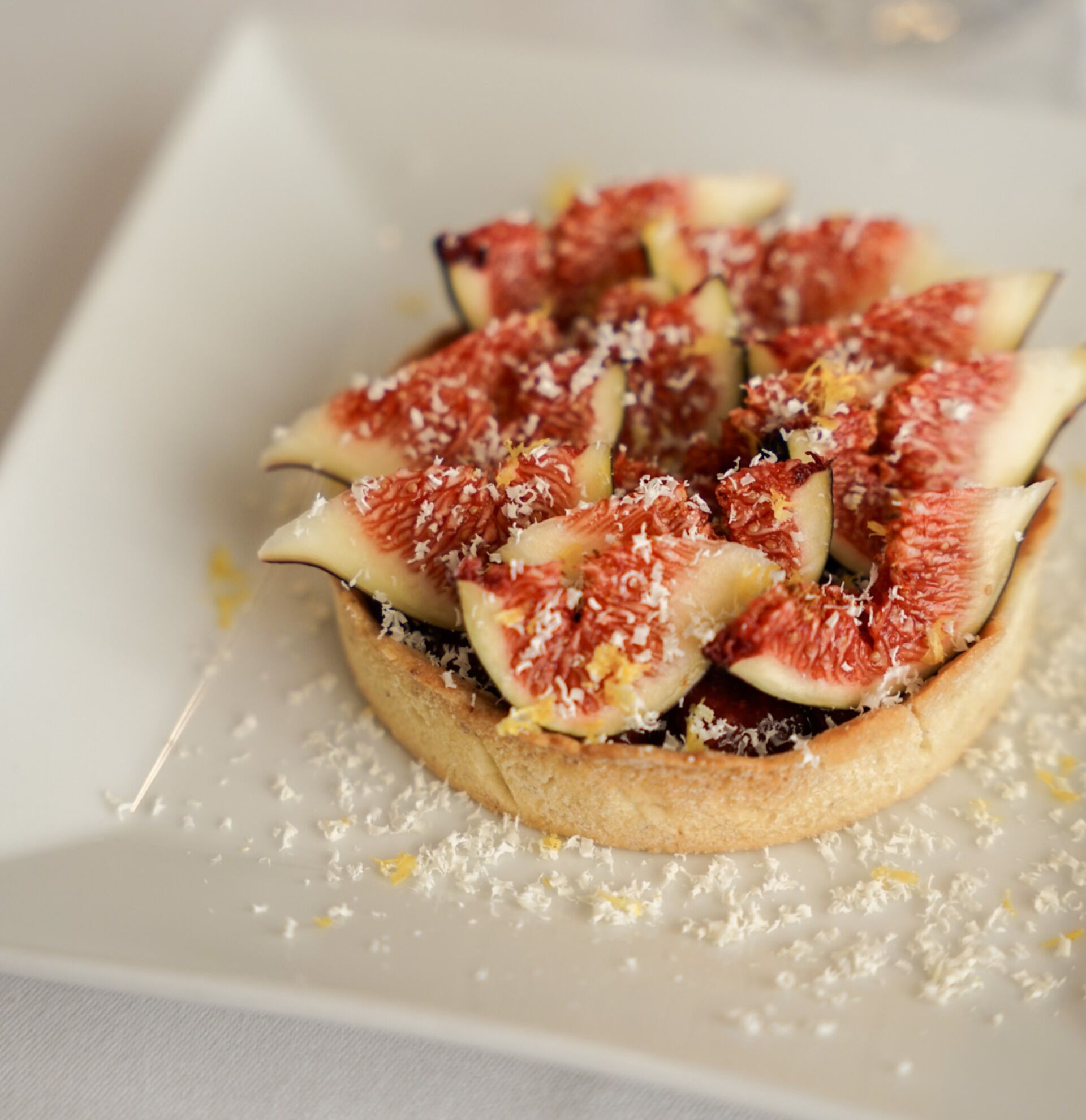 A dessert on a white plate.
