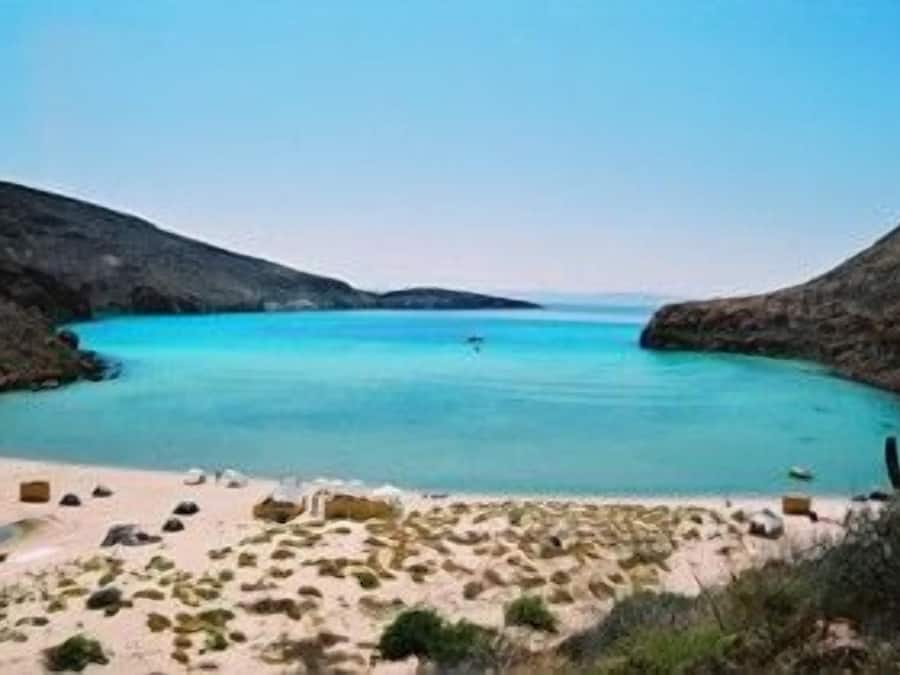 Nära stranden, motorbåtsåkning och fiske