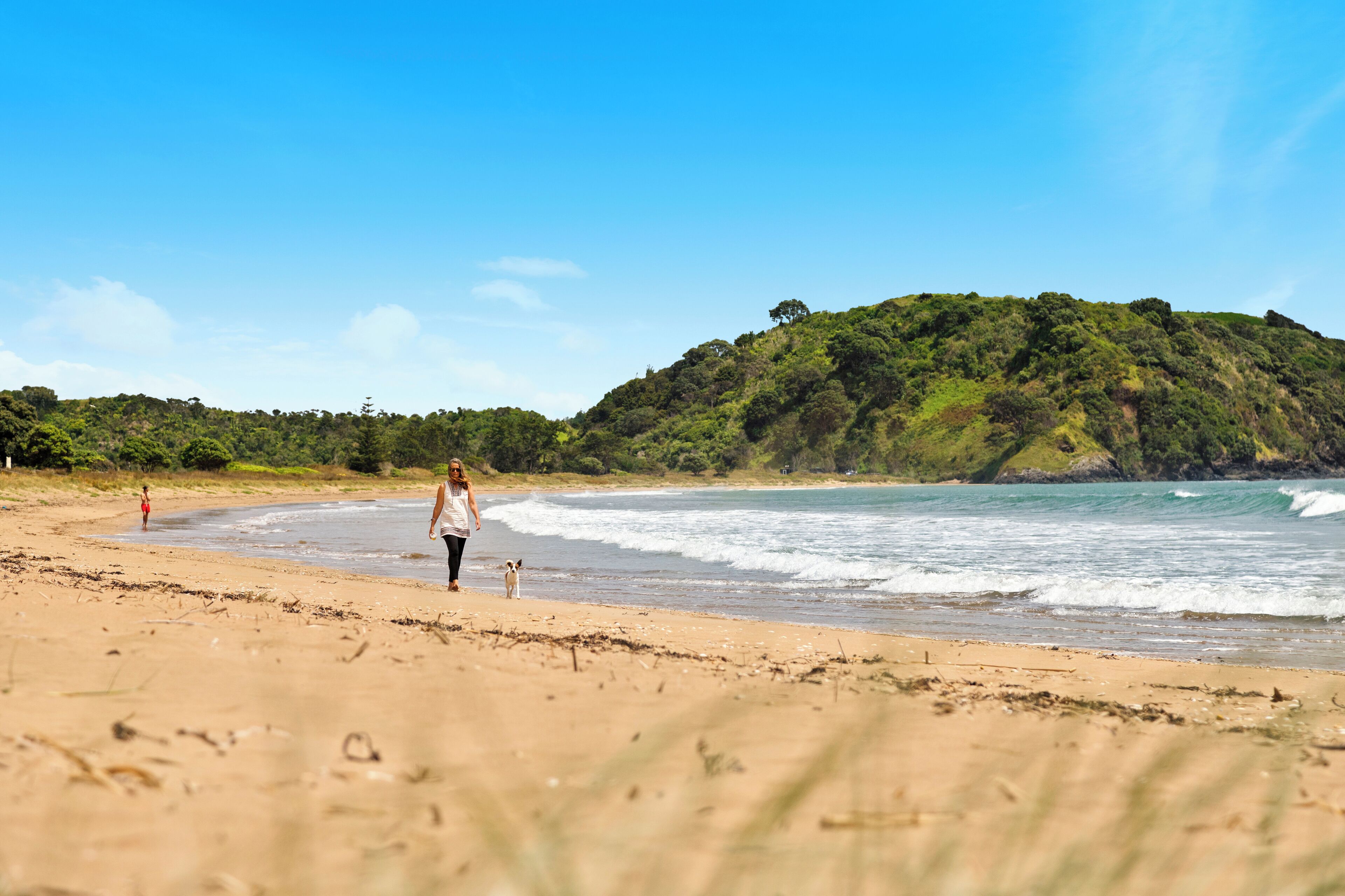 on the beach, white sand