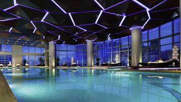 Indoor pool, open 6:00 AM to 10:00 PM, lifeguards on site