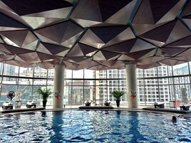 Indoor pool, open 6:00 AM to 10:00 PM, lifeguards on site