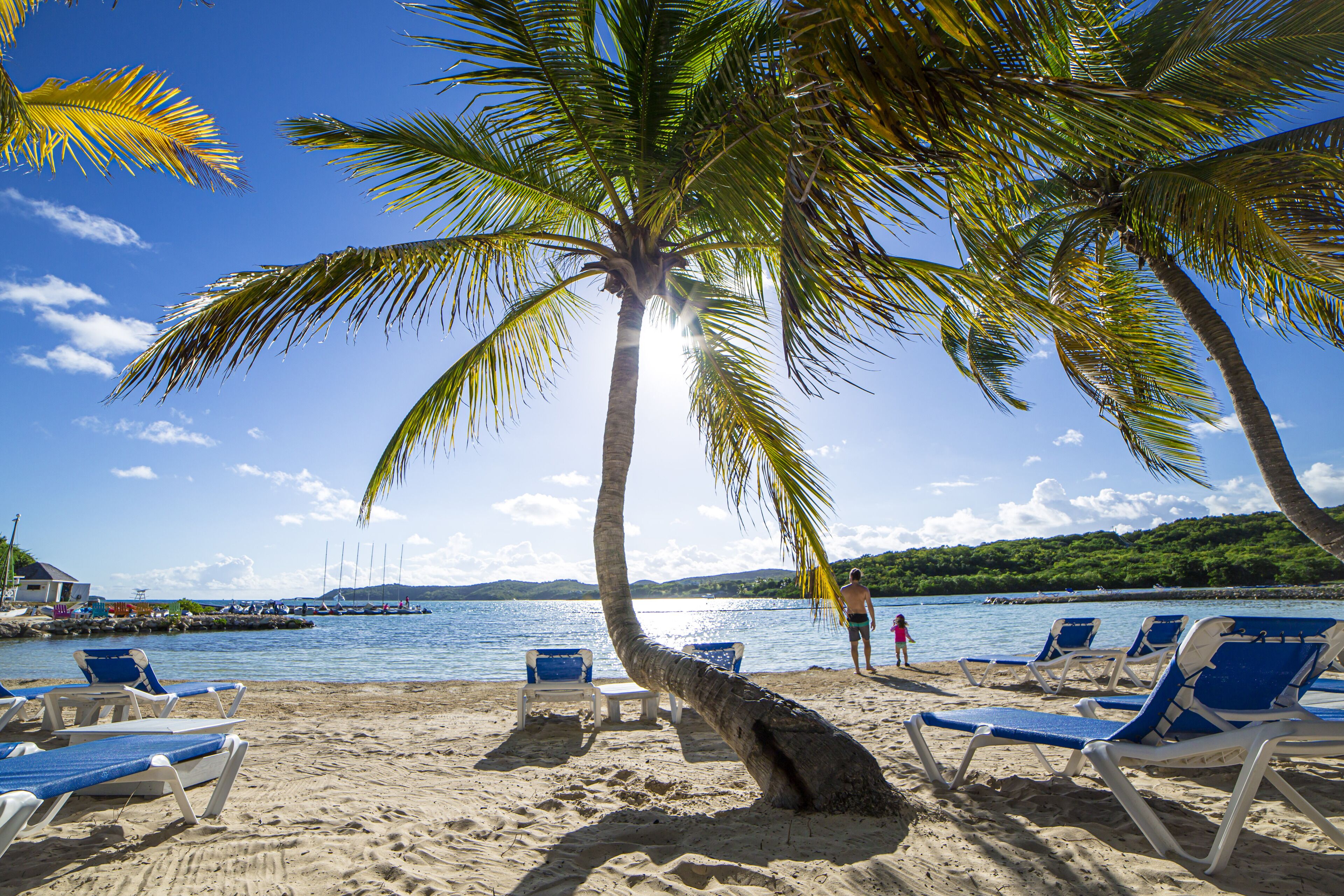 private beach, white sand, sun-loungers, beach towels