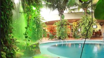 Outdoor pool, sun loungers
